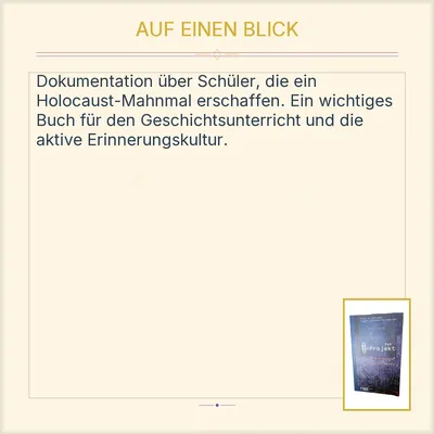 Das Büro-Projekt Peter W. Schroeder Schüler schaffen ein Holocaust-Mahnmal Buch