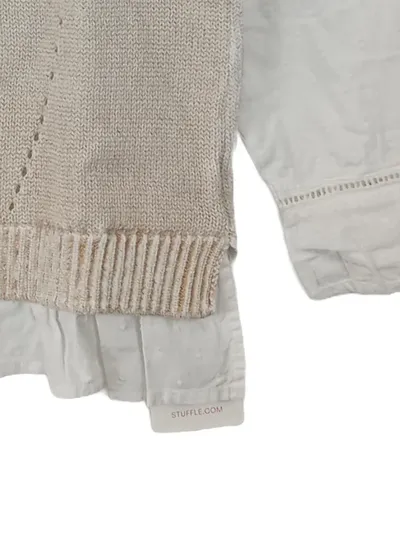 Vertbaudet Mädchen Pullunder mit Bluse Gr. 146/152 Beige Strick