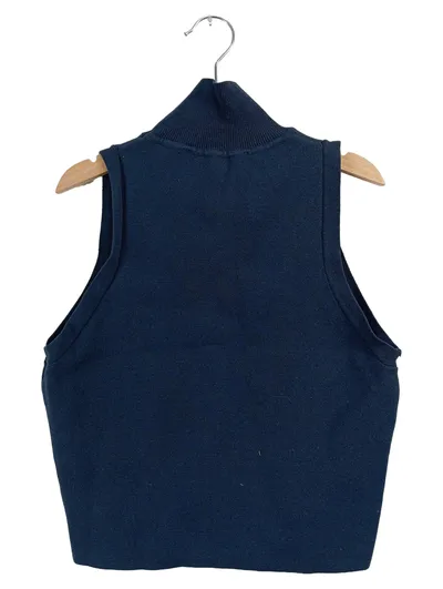 Zara Damen Rollkragen Pullunder ärmellos Blau Gr. 38/M Basic