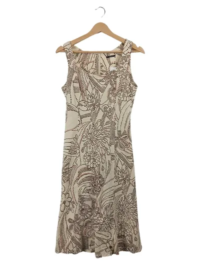 Sisley Sommerkleid Damen Beige Gr. 38 M Leinen Baumwolle Punkte