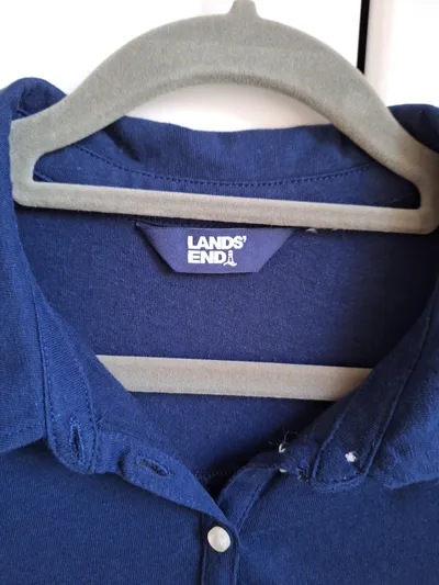 Lands' End Damen Poloshirt Blau Gr. 42 XL Kurzarm Casual Baumwolle