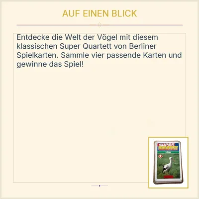 Super Quartett Vögel Berliner Spielkarten Kartenspiel Natur Tiere