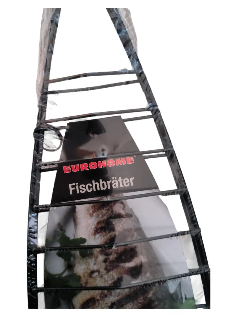 EUROHOME Fischbräter Grillguthalter Fischgriller 40x9cm Antihaft Schwarz 4