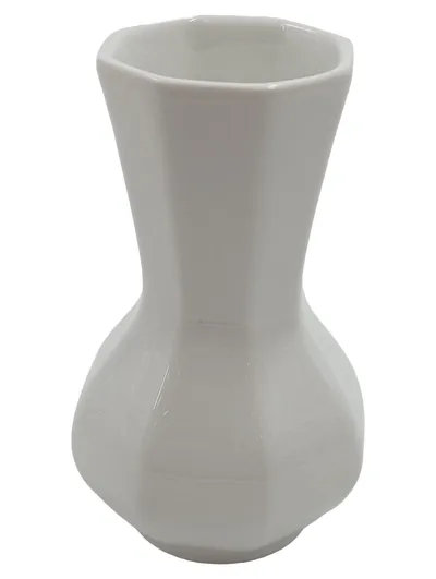 Graf von Henneberg Vase Porzellan Weiß Achteckig 9cm Klassisch