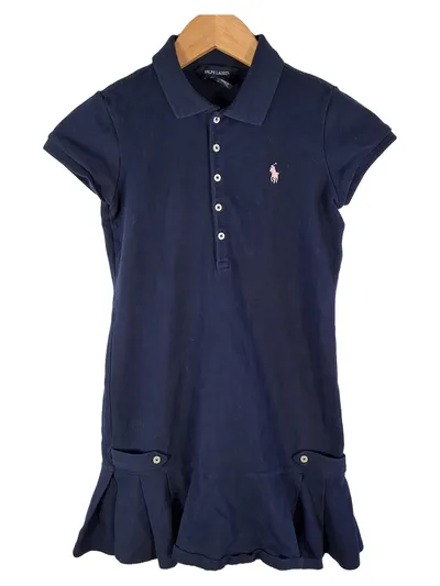 Ralph Lauren Mädchen Poloshirt Kleid Blau Gr. M 8, 10 134 140 Freizeitkleid