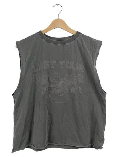 ASOS DESIGN Damen Top Ärmellos Grau Gr. 34 XS Vintage Print Last Tour USA