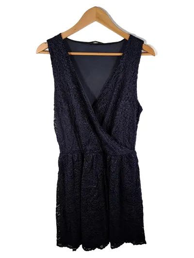 ONLY Spitzenkleid Damen Blau Ärmellos Elegant Midikleid Gr. 40 Festlich