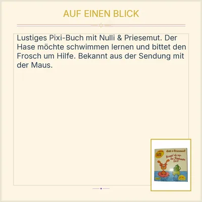 Carlsen Pixi Buch Nulli & Priesemut Bringst du mir das Schwimmen bei? Kinderbuch