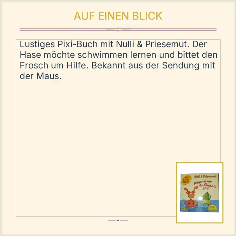 Carlsen Pixi Buch Nulli & Priesemut Bringst du mir das Schwimmen bei? Kinderbuch 2
