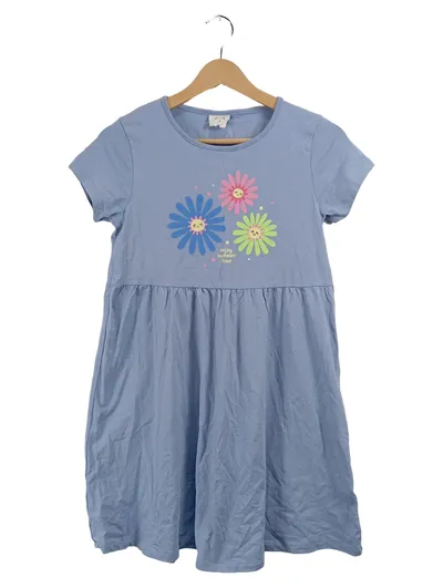 Famy Mädchen Freizeitkleid Sommerkleid Blau Blumen Print Gr. 158