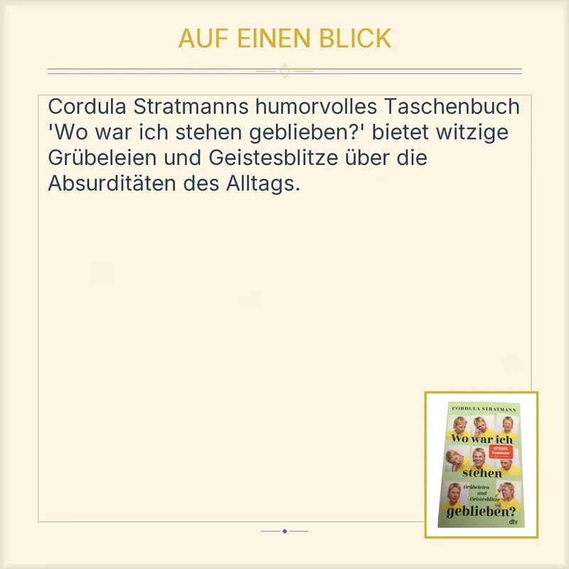 Wo war ich stehen geblieben? Cordula Stratmann Taschenbuch dtv Humor 3