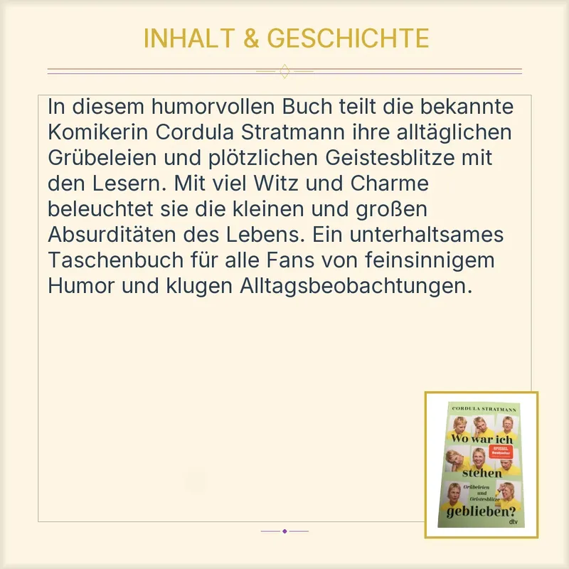 Wo war ich stehen geblieben? Cordula Stratmann Taschenbuch dtv Humor 4