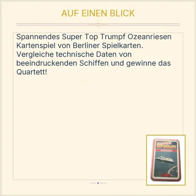 Super Top Trumpf Ozeanriesen Berliner Spielkarten Quartett Kartenspiel Schiffe