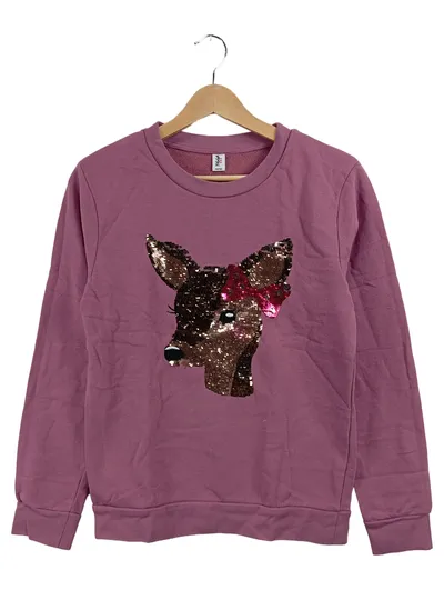 Yigga Mädchen Sweatshirt Pullover Lila Gr. 158 Reh Pailletten