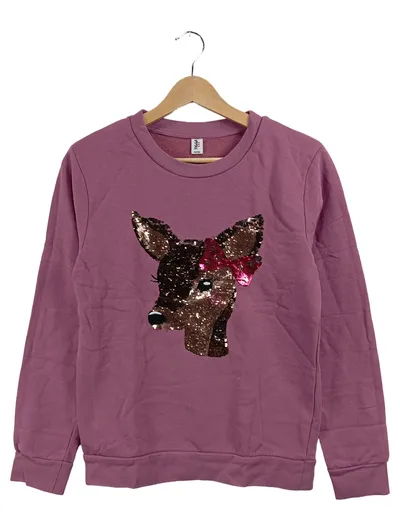 Yigga Mädchen Sweatshirt Pullover Lila Gr. 158 Reh Pailletten
