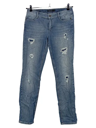 Marc Cain Damen Jeans Slim Fit Hose W29, 38 Blau Destroyed Look