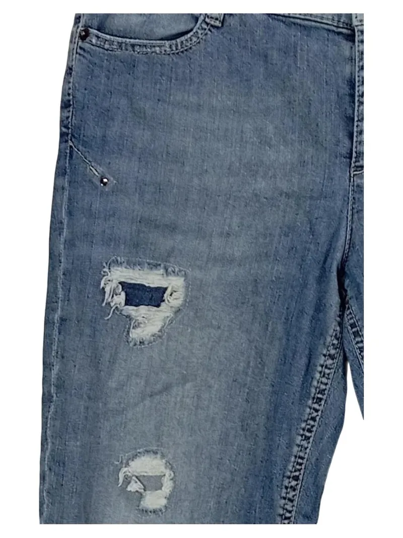 Marc Cain Damen Jeans Slim Fit Hose W29, 38 Blau Destroyed Look 4