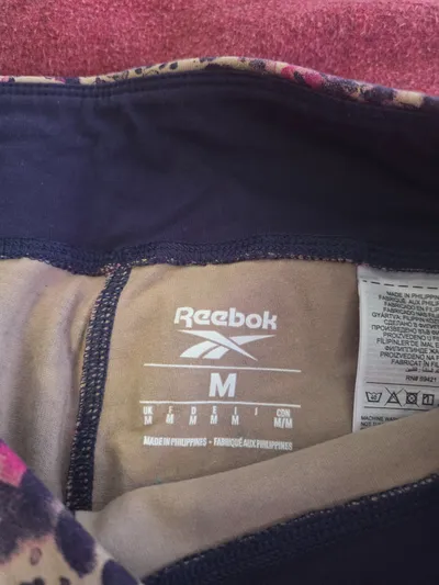Reebok Damen Sport Leggings M Mehrfarbig Abstrakt Baumwolle Fitness
