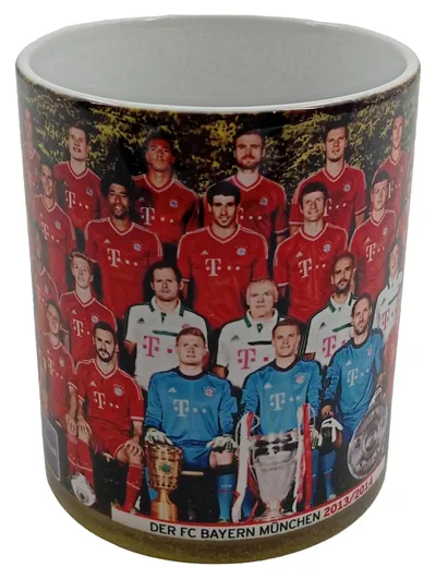 FC Bayern München Fan Becher Tasse Mannschaft 2013, 2014 Porzellan Mehrfarbig