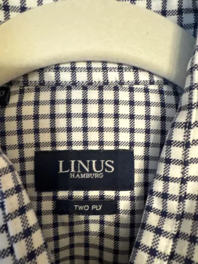 LINUS Hamburg Herren Freizeithemd Kariert Blau Weiß Gr. M Two Ply