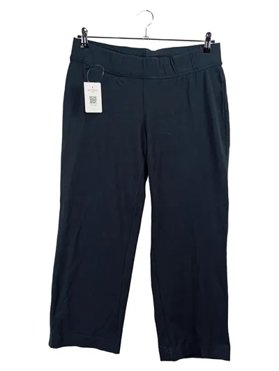 Lands' End Damen Jogginghose Schwarz Gr. 40 L Petite Baumwolle Casual