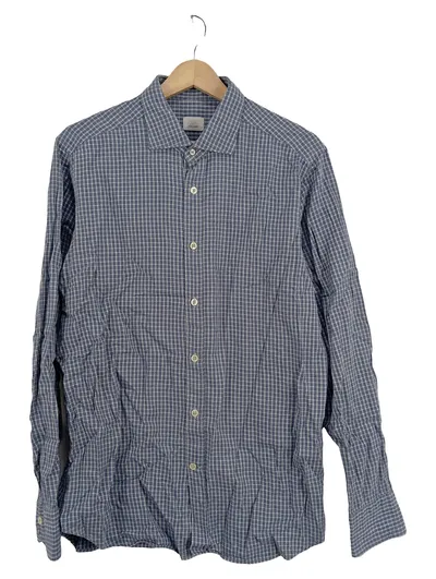 Caliban Freizeithemd Herren Gr. 52 XL Blau Kariert Langarm Hemd Casual
