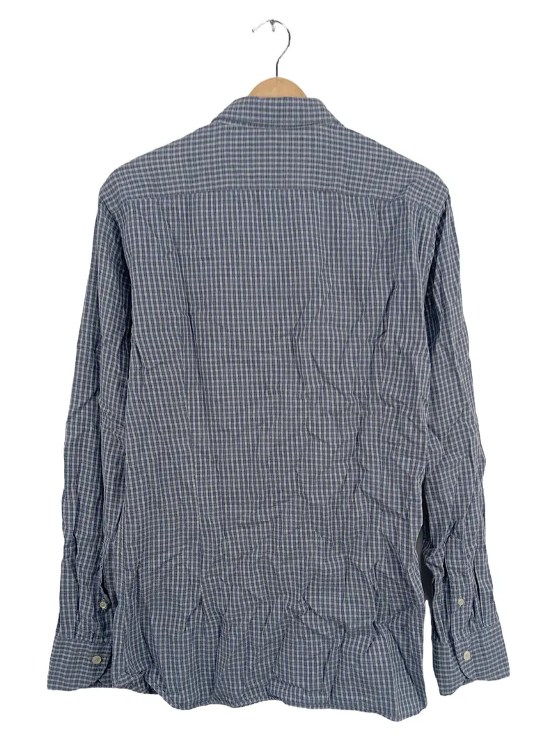 Caliban Freizeithemd Herren Gr. 52 XL Blau Kariert Langarm Hemd Casual 2