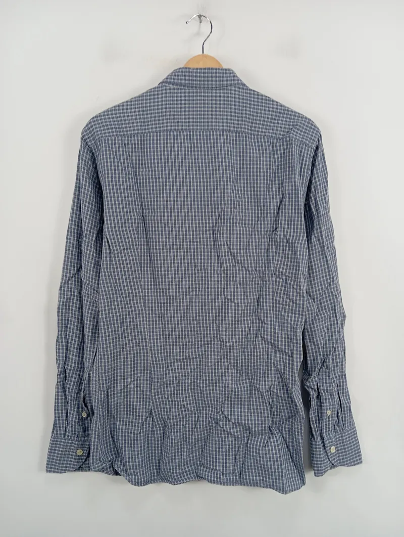 Caliban Freizeithemd Herren Gr. 52 XL Blau Kariert Langarm Hemd Casual 3