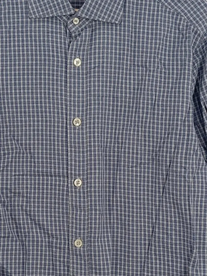 Caliban Freizeithemd Herren Gr. 52 XL Blau Kariert Langarm Hemd Casual 5
