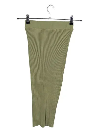 ZARA Damen Bleistiftrock Rippstrick Oliv Gr. M 38 Baumwolle Midi