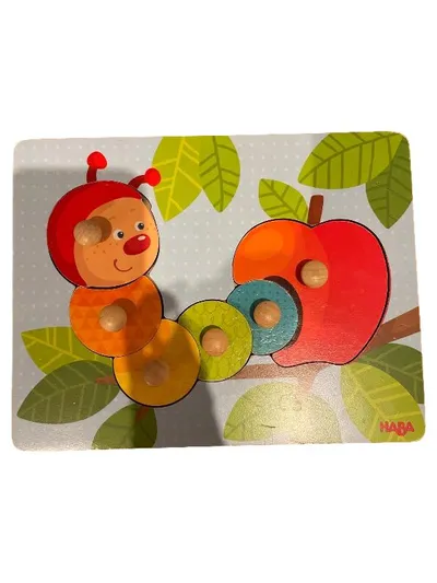 HABA Steckpuzzle Raupe Holz 6 Teile Kleinkind Motorik Spielzeug