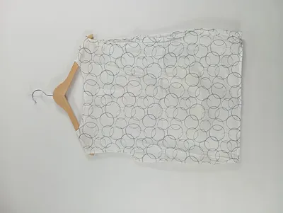 Grüne Erde Damen Top Bluse ärmellos Gr. 36 S Weiß Geometrisch 100% Baumwolle