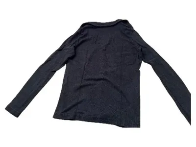 Esprit Damen Langarmshirt Henley Polokragen Schwarz Lyocell Gr. XS
