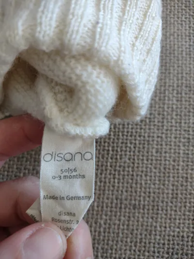 Disana Baby Pullover Ärmellos Wolle Beige Gr. 50 Uni Herbst Winter
