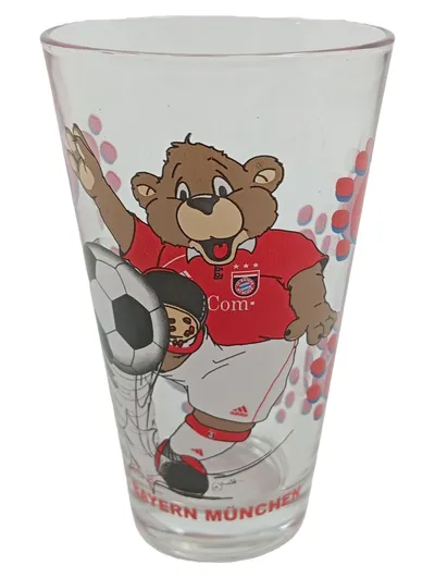 FC Bayern München Trinkglas Berni Maskottchen 400ml Glas Transparent Sportlich