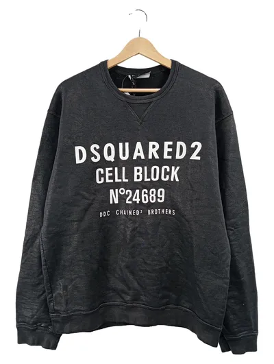 Dsquared2 Herren Pullover Sweatshirt Schwarz Gr. 52 / XL Cell Block Print