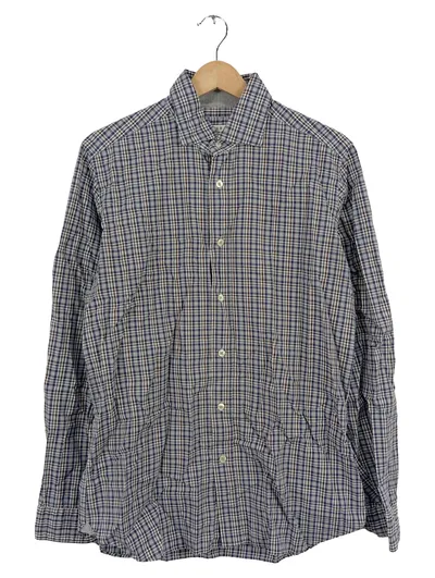 Caliban Herren Freizeithemd Blau Kariert Langarm Gr. 50 L Casual