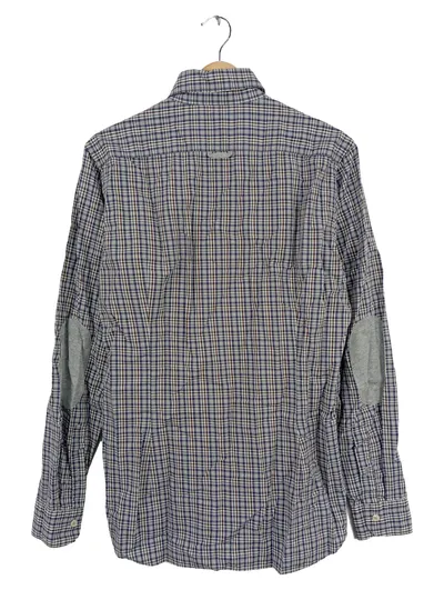 Caliban Herren Freizeithemd Blau Kariert Langarm Gr. 50 L Casual