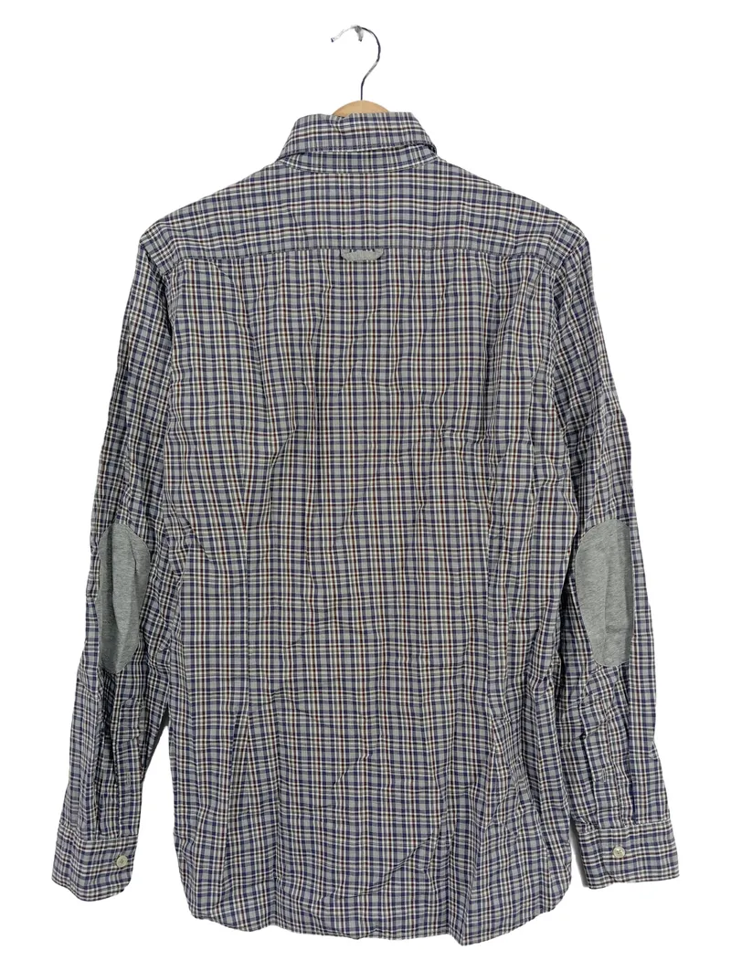 Caliban Herren Freizeithemd Blau Kariert Langarm Gr. 50 L Casual 2