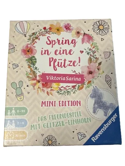 Ravensburger Spring in eine Pfütze! Mini Edition Freundespiel Glitzer-Einhorn
