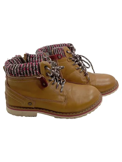 Wrangler Damen Stiefelette Gr. 37 Braun gefüttert Schnürstiefel