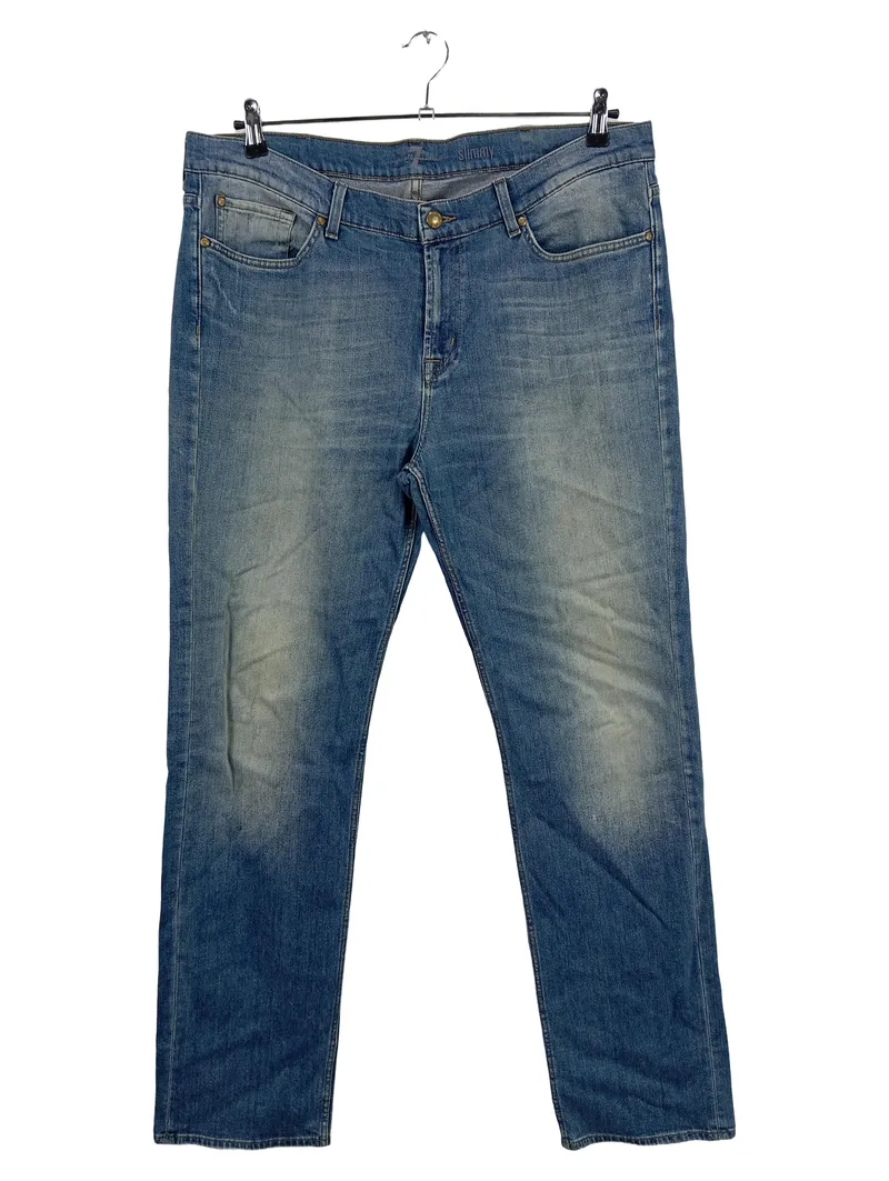 7 For All Mankind Slimmy Herren Jeans Slim Fit Blau Used Look Gr. W40 1