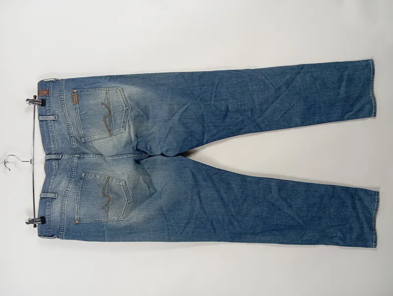 7 For All Mankind Slimmy Herren Jeans Slim Fit Blau Used Look Gr. W40 2