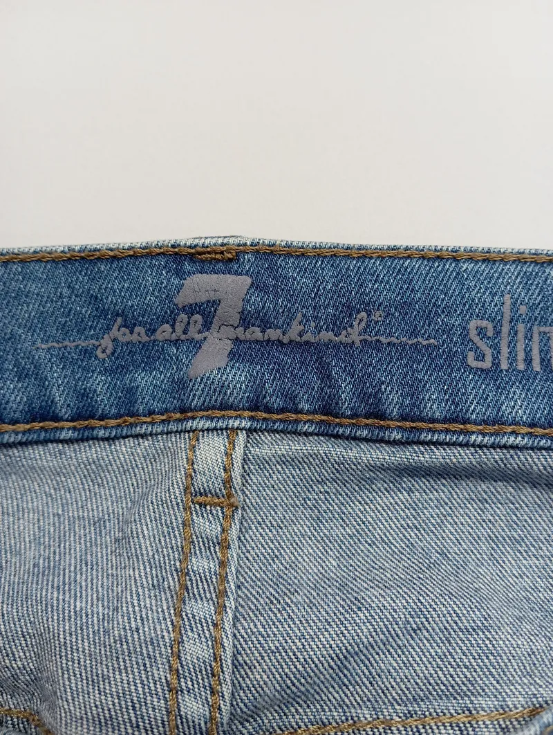 7 For All Mankind Slimmy Herren Jeans Slim Fit Blau Used Look Gr. W40 3