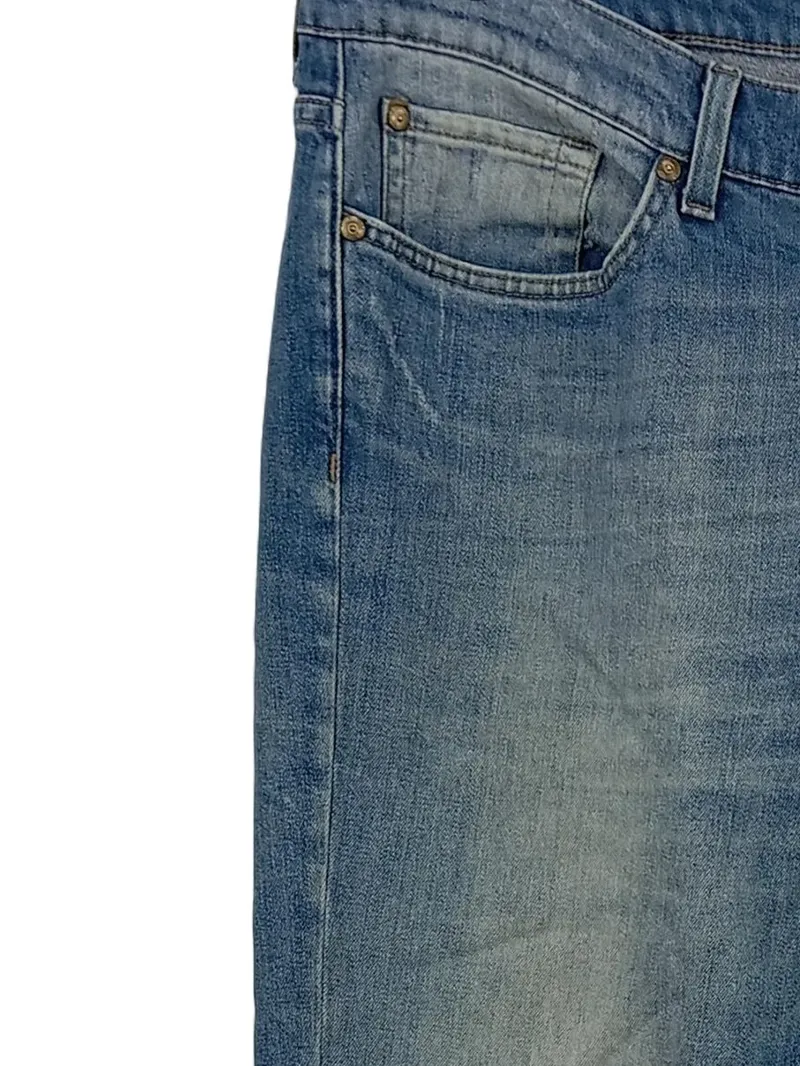 7 For All Mankind Slimmy Herren Jeans Slim Fit Blau Used Look Gr. W40 4