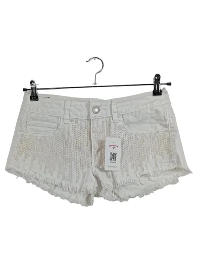 American Eagle Outfitters Damen Jeans Shorts Gr. 38 Weiß Pailletten Fransen