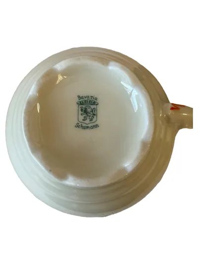 Schumann Arzberg Tasse und Unterteller Porzellan Weiß Blumenmuster