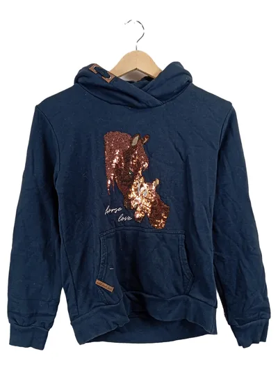 Yigga Kapuzenpullover Blau Gr. 158, 164 Pferde Pailletten Hoodie Kinder