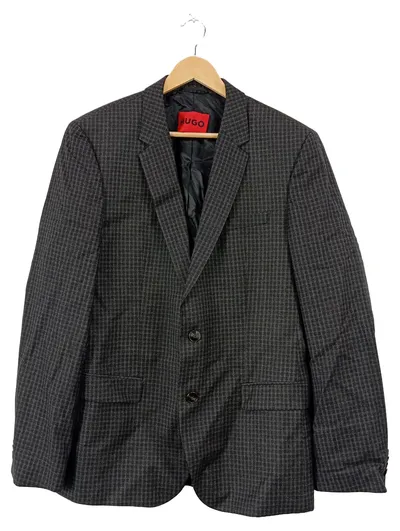 HUGO Sakko Herren Gr. 52 Grau Kariert Business Jackett Blazer