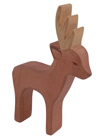 Ostheimer Spielfigur Hirsch Holzfigur Braun 13x9 cm